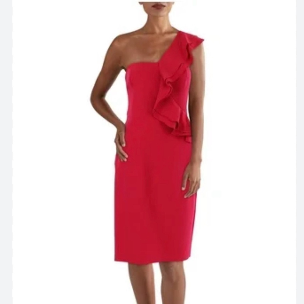 New Hot pink laundry by Shelli Segal dress size 8 one shoulder dress